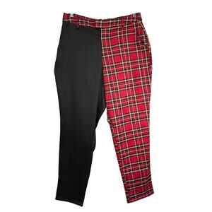 Hot Topic Women’s Black & Red Plaid Split Leg‎ Pants Grunge Punk Gothic Large